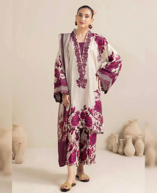 DIGITAL PRINT 3PC SILK UNSTITCHED SUIT