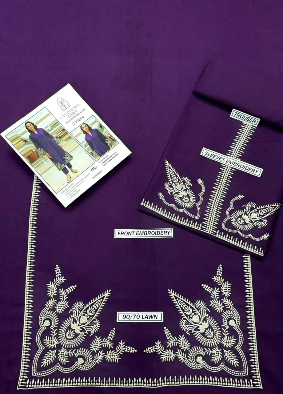 Lawn 2-Piece Embroidered Suit - Zeenn