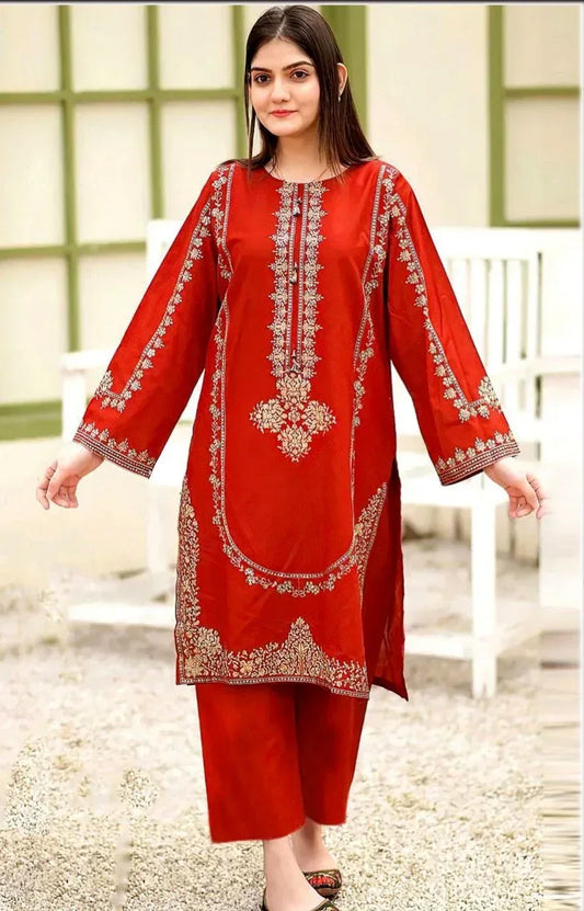 Lawn 2-Piece Embroidered Suit - Zeenn