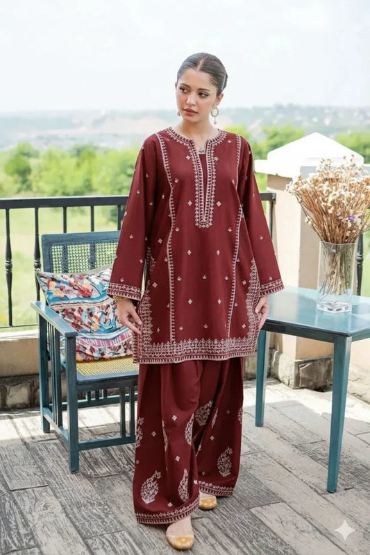 Lawn 2-Piece Embroidered Suit - Zeenn