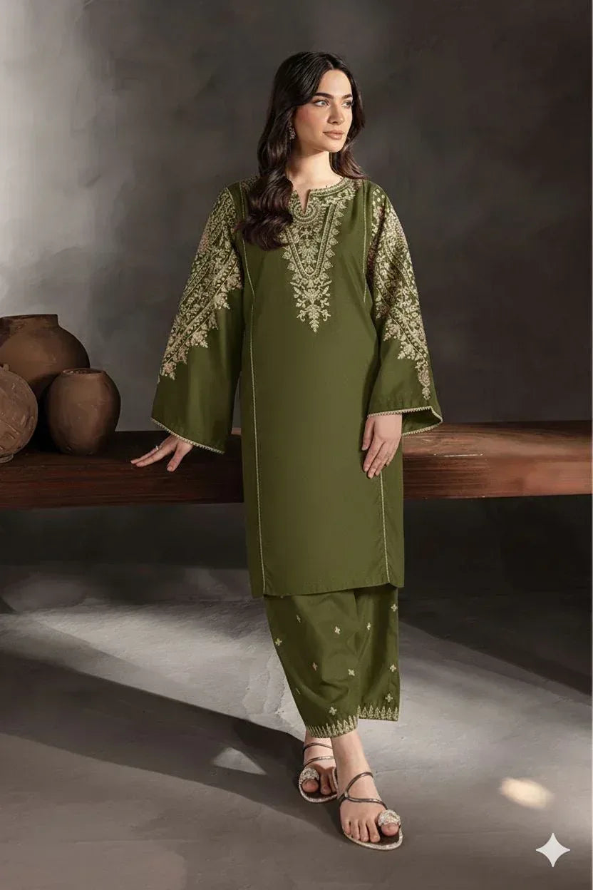 Lawn 2-Piece Embroidered Suit - Zeenn