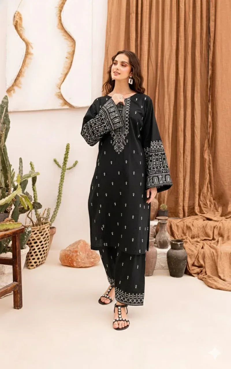 Lawn 2-Piece Embroidered Suit - Zeenn