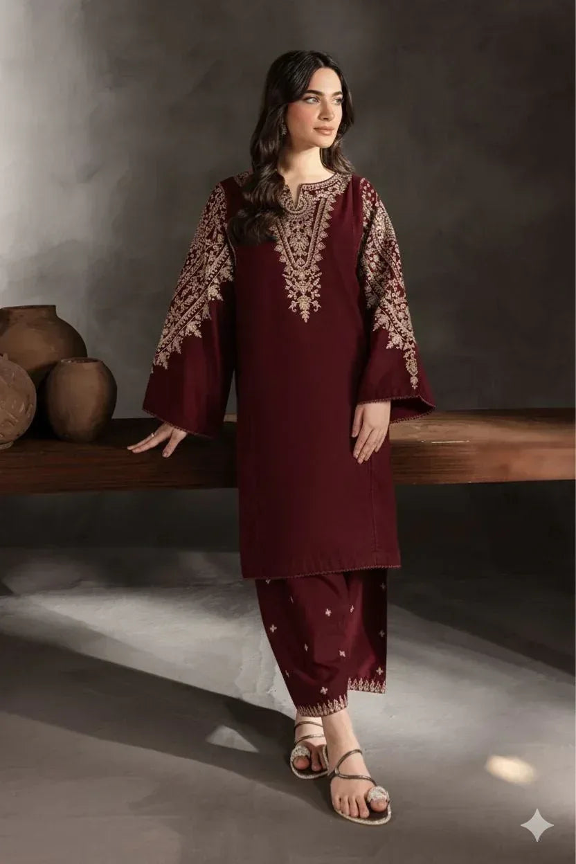 Lawn 2-Piece Embroidered Suit - Zeenn