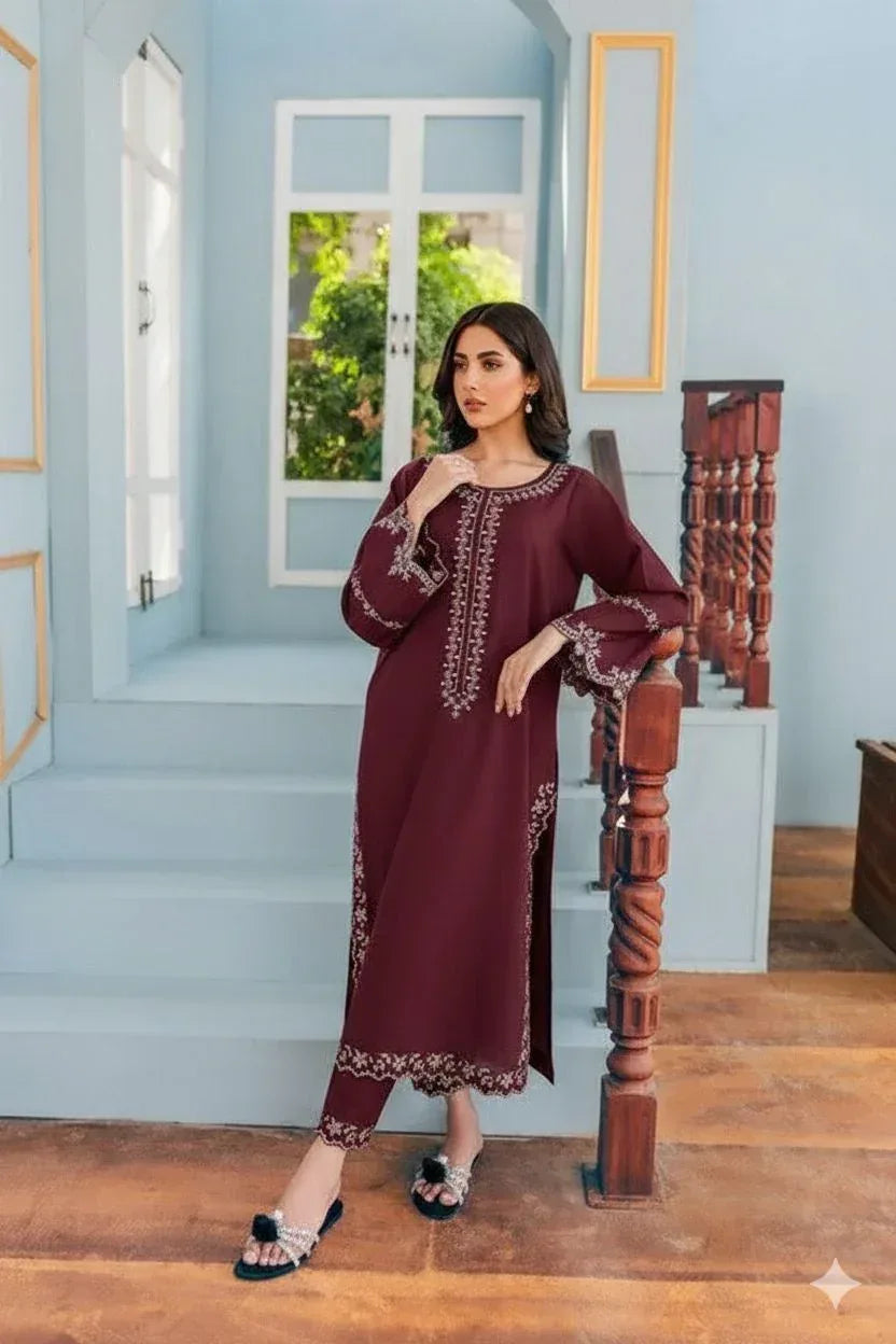 Lawn 2-Piece Embroidered Suit - Zeenn