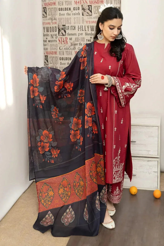 Lawn 3-Piece Embroidered Suit - Zeenn
