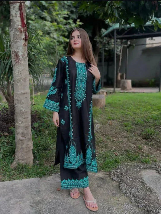 Lawn 2-Piece Embroidered Suit - Zeenn