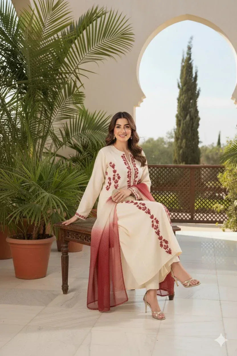 Lawn 3-Piece Embroidered Suit - Zeenn