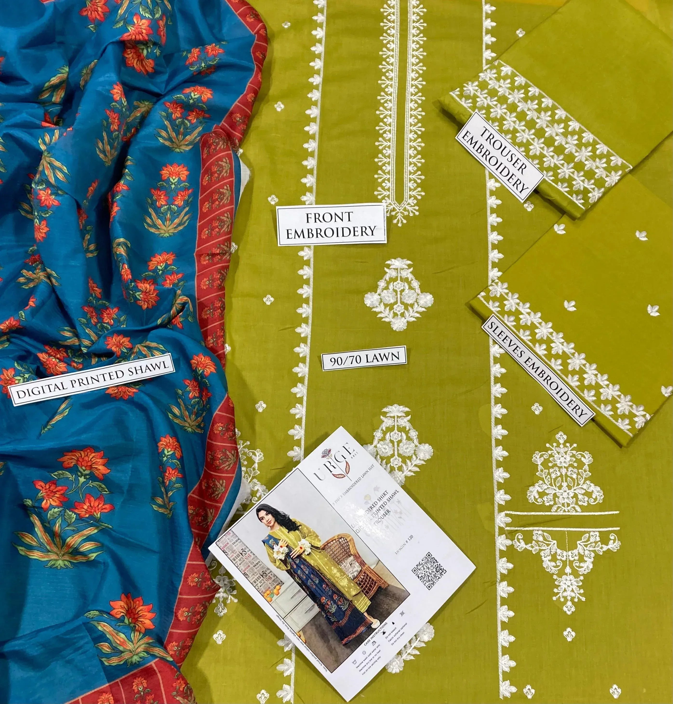 Lawn 3-Piece Embroidered Suit - Zeenn