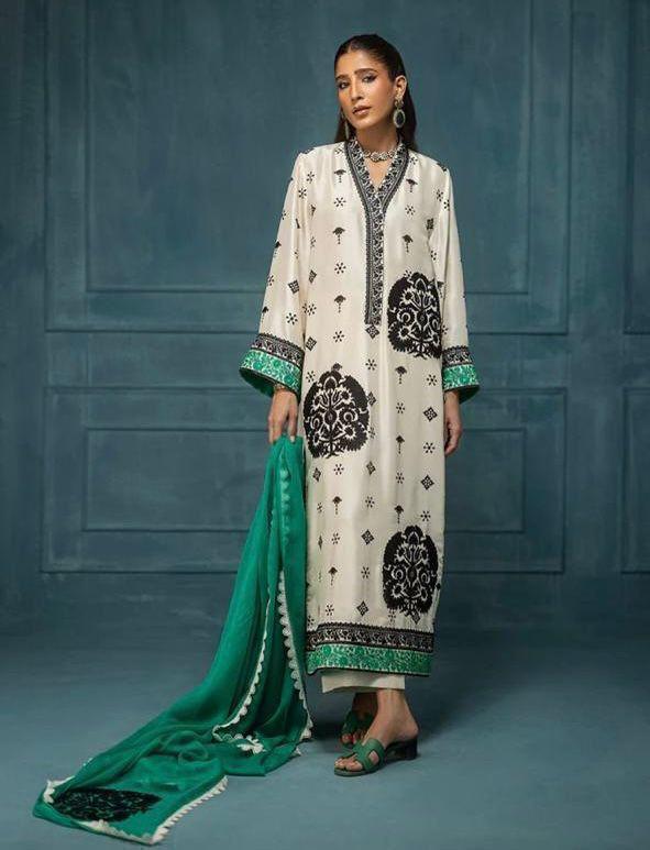 DIGITAL PRINT 3PC SILK UNSTITCHED SUIT