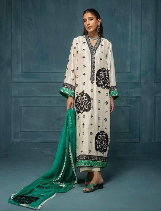 DIGITAL PRINT 3PC SILK UNSTITCHED SUIT