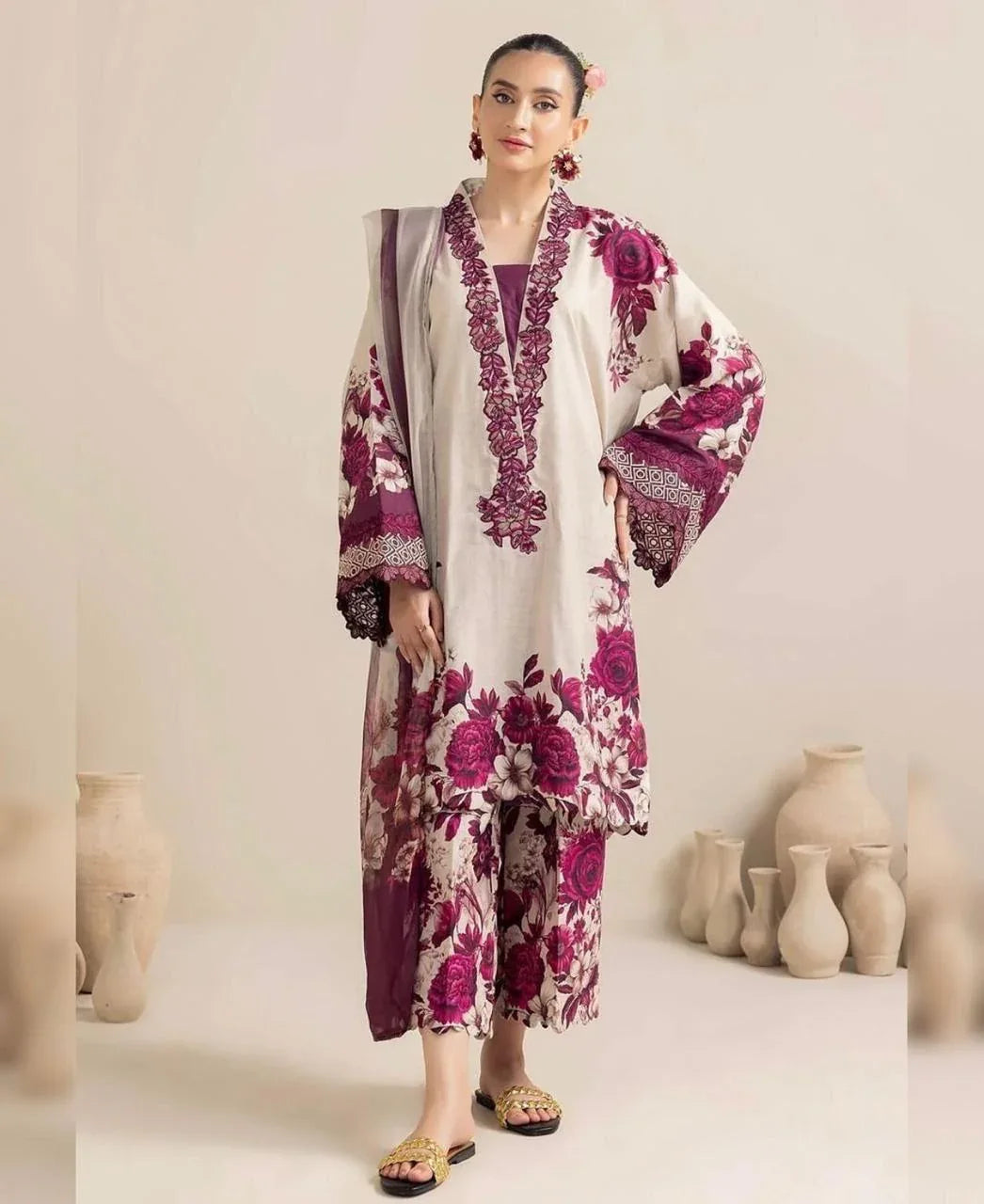 DIGITAL PRINT 3PC SILK UNSTITCHED SUIT