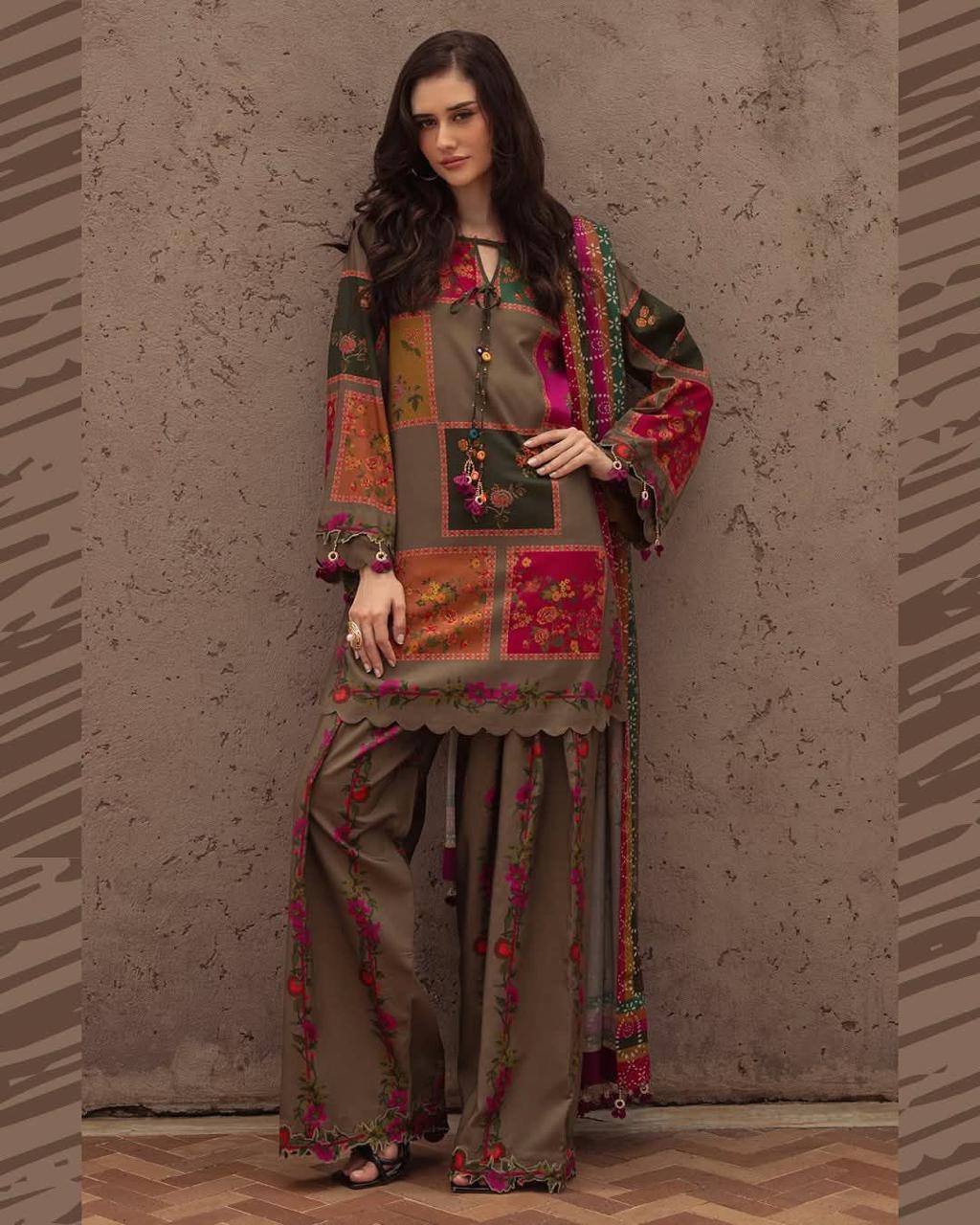DIGITAL PRINT 3PC SILK UNSTITCHED SUIT