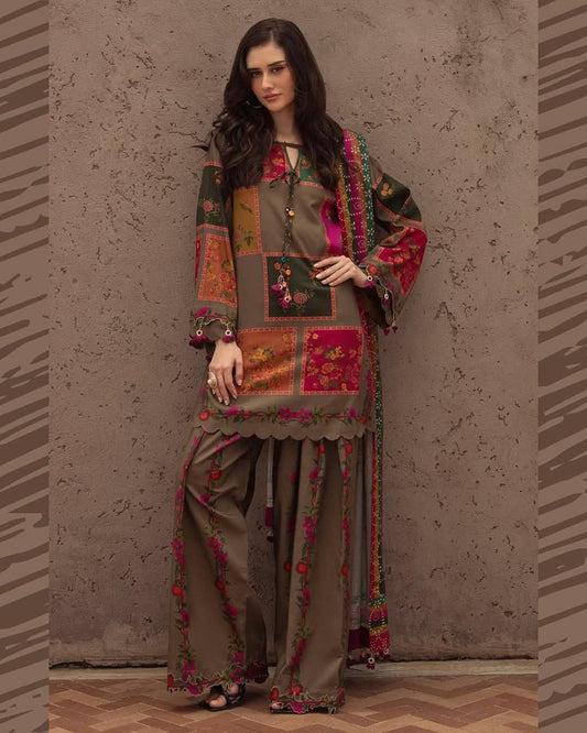DIGITAL PRINT 3PC SILK UNSTITCHED SUIT