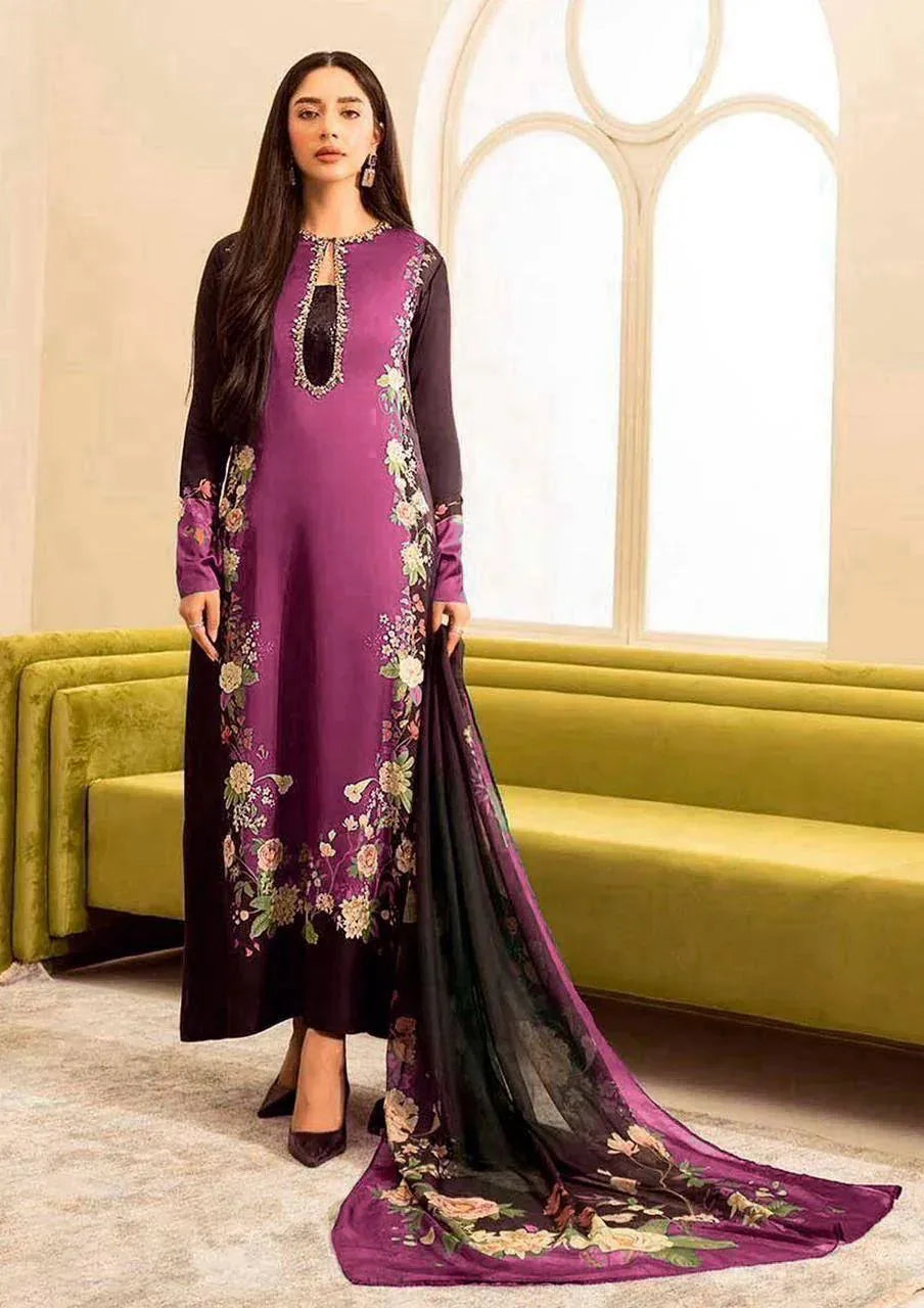 DIGITAL PRINT 3PC SILK UNSTITCHED SUIT