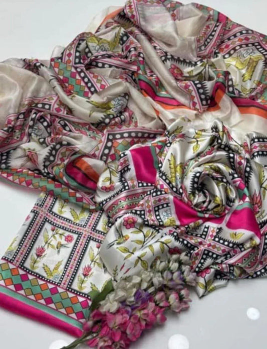 DIGITAL PRINT 3PC SILK UNSTITCHED SUIT