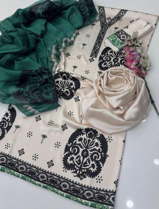 DIGITAL PRINT 3PC SILK UNSTITCHED SUIT