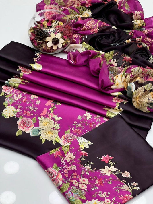 DIGITAL PRINT 3PC SILK UNSTITCHED SUIT