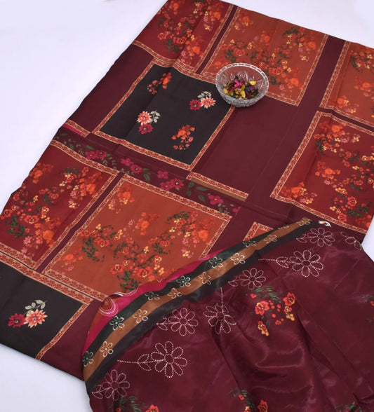 DIGITAL PRINT 3PC SILK UNSTITCHED SUIT
